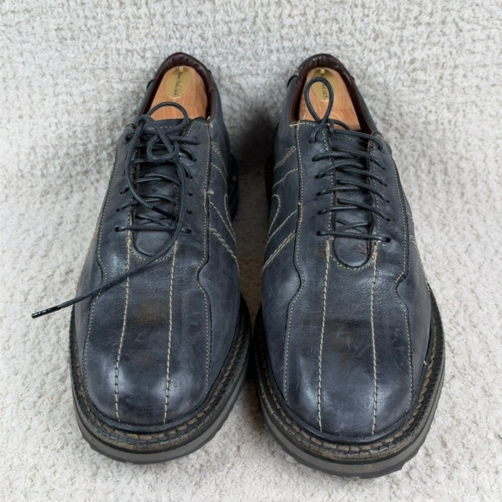 Allen Edmonds Men 9D Voyager Black Leather Contrast Stitch Bicycle Toe Oxford